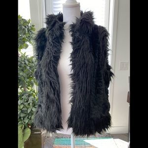 Ladies black faux fur vest